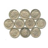 Group of 10 Roosevelt Silver Dimes