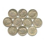 Group of 10 Roosevelt Silver Dimes