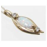 10K 18' Chain & 10K Gold Opal Pendant