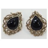 Vintage Sterling Silver Black Onyx Filigree