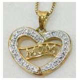 Vintage Gold Over Sterling Silver Mom Heart
