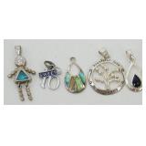 Group of 5 Sterling Silver Charms - 8.34 grams