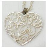 Sterling Silver Butterfly Heart Pendant Necklace