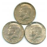 (3) 1969-D Kennedy Silver Half Dollars - 40%
