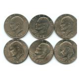(6) Eisenhower Dollar: 1971-D, 1972-D, 1974-D,