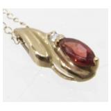 10K Gold 18' Chain & 10K Gold Garnet Pendant