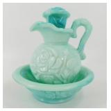 * Vintage Avon Mint Swirl Milk Glass Pitcher and