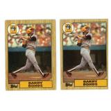 Pair of 1987 Topps Barry Bonds Rookie Cards #320
