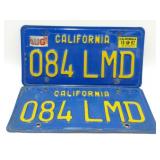 1982 California License Plate Set