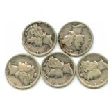 (5) 1936 Mercury Silver Dimes