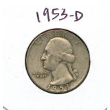 1953-D Washington Silver Quarter