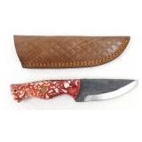 New Carbon Steel Drop Point Knife with Leather