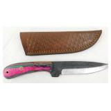 New Carbon Steel Drop Point Knife with Leather