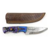 New Damascus Steel Drop Point Knife with Cutout
