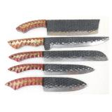 Group of 5 New Carbon Steel Dragon Scale Kitchen