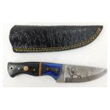 New Damascus Steel Drop Point Knife with Cutout