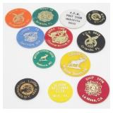 12 Assorted Vintage Beer/Drink or Soda Bar Chips