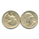 (2) U.S. Washington Silver Quarters
