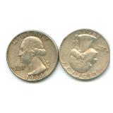 (2) U.S. Washington Silver Quarters