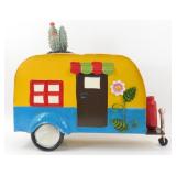 Metal Retro Camper Planter - 15" Long
