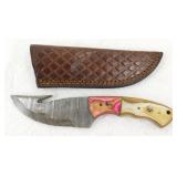 New Damascus Steel Gut Hook Hunting Knife with