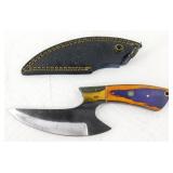New Carbon Steel Ulu Knife with Leather Sheath