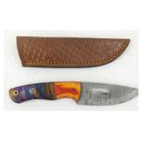 New Damascus Steel Drop Point Knife with Cutout