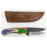 New Carbon Steel Drop Point Knife with Leather