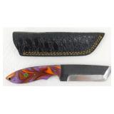 New Carbon Steel Tanto Knife with Leather Sheath