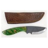 New Carbon Steel Drop Point Knife with Leather