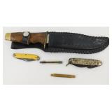 4 Jack Knives, 7" Blade Hunting Knife (Overall