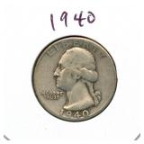 1940 Washington Silver Quarter