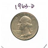 1963-D Washington Silver Quarter
