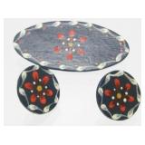 Vintage Rosemaling Painted Wood Brooch Pin