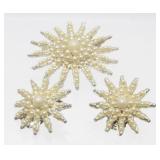 Vintage Star Sun Faux Pearl Brooch Pin Earring