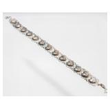 .925 Sterling Silver Hearts Bracelet - 7" Long