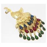Vintage Peacock Bird Filigree Pendant