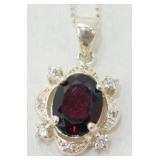Vintage Sterling Silver Garnet Colored Stone