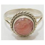Vintage Sterling Silver Rhodochrosite Ring - Size