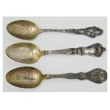 3 Sterling Souvenir Spoons - Hudson, Wis. (10.9