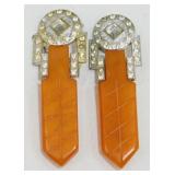 Butterscotch Bakelite Art Deco Brooches - 3" Long