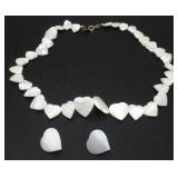 Avon Heart Mother of Pearl Necklace Earring Set