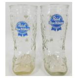 * Pair of Pabst Blue Ribbon Boot Shaped Beer Mugs