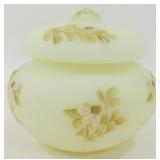 * Fenton Hand Painted Daisy Powder Jar - "Glows"