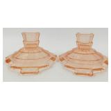 * Indiana Glass "Tea Room" Pink Candle Holders