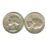 (2) U.S. Washington Silver Quarters