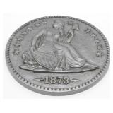 Large Decorative 1873 Seated Liberty Coin -