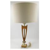 ** MCM Wood & Marble Table Lamp - 30 inches Tall