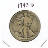 1942-D Walking Liberty Silver Half Dollar