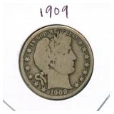 1909 Barber Silver Half Dollar